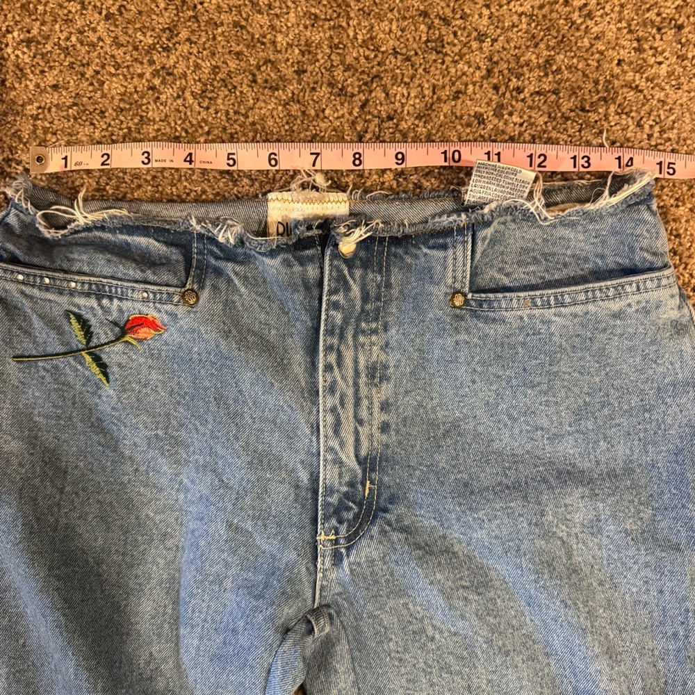 Bill Blass Vintage Embroidered Jeans Size 6 Boho Floral Denim - Picture 14 of 15